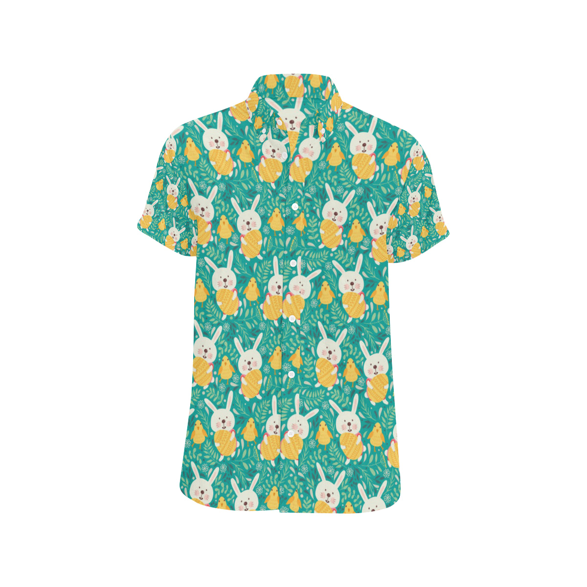 Easter Eggs Pattern Print Design RB02 Men's Short Sleeve Button Up Shirt