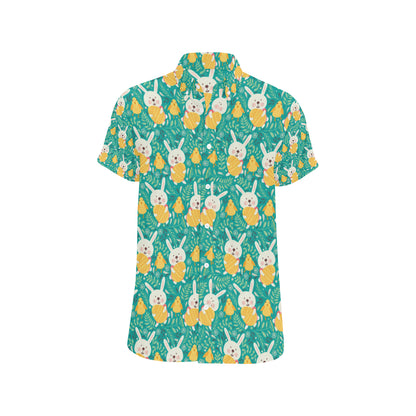 Easter Eggs Pattern Print Design RB02 Men's Short Sleeve Button Up Shirt