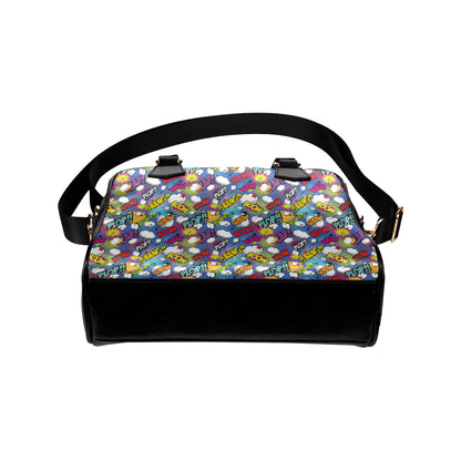 Comic Book Pattern Print Design 02 Shoulder Handbag