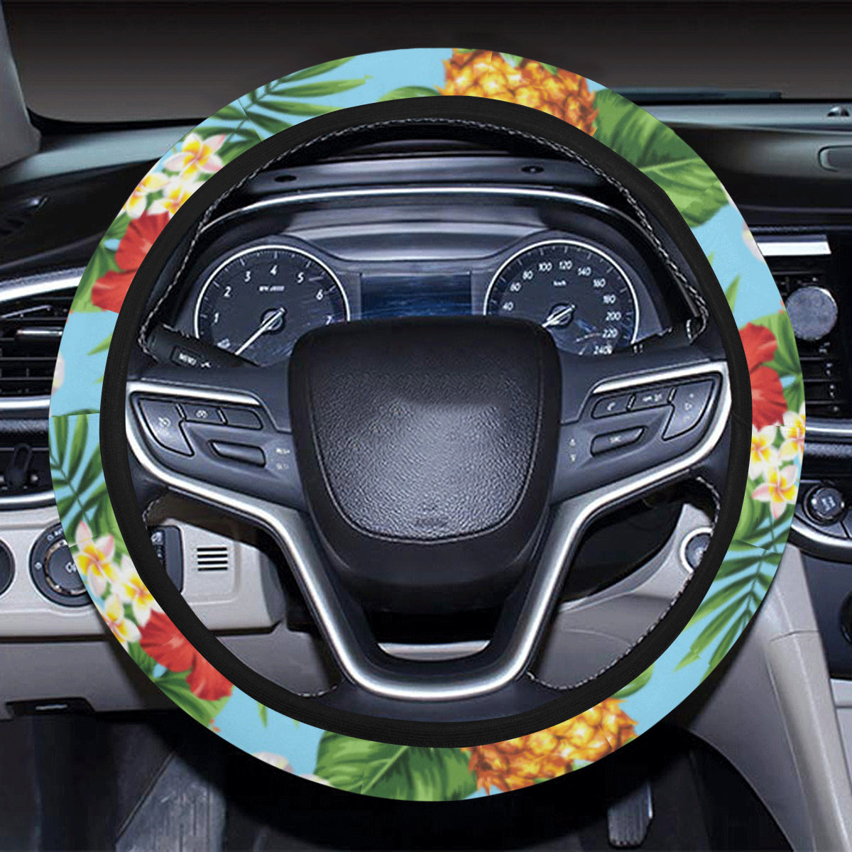 Pineapple Hawaiian flower Tropical Steering Wheel Cover with Elastic Edge