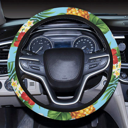 Pineapple Hawaiian flower Tropical Steering Wheel Cover with Elastic Edge