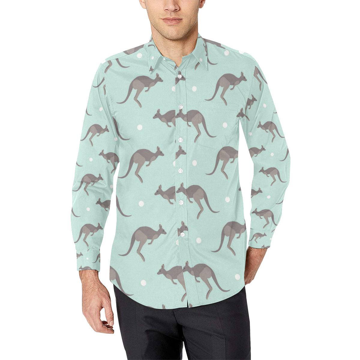 Kangaroos Pattern Print Design 04 Men's Long Sleeve Shirt