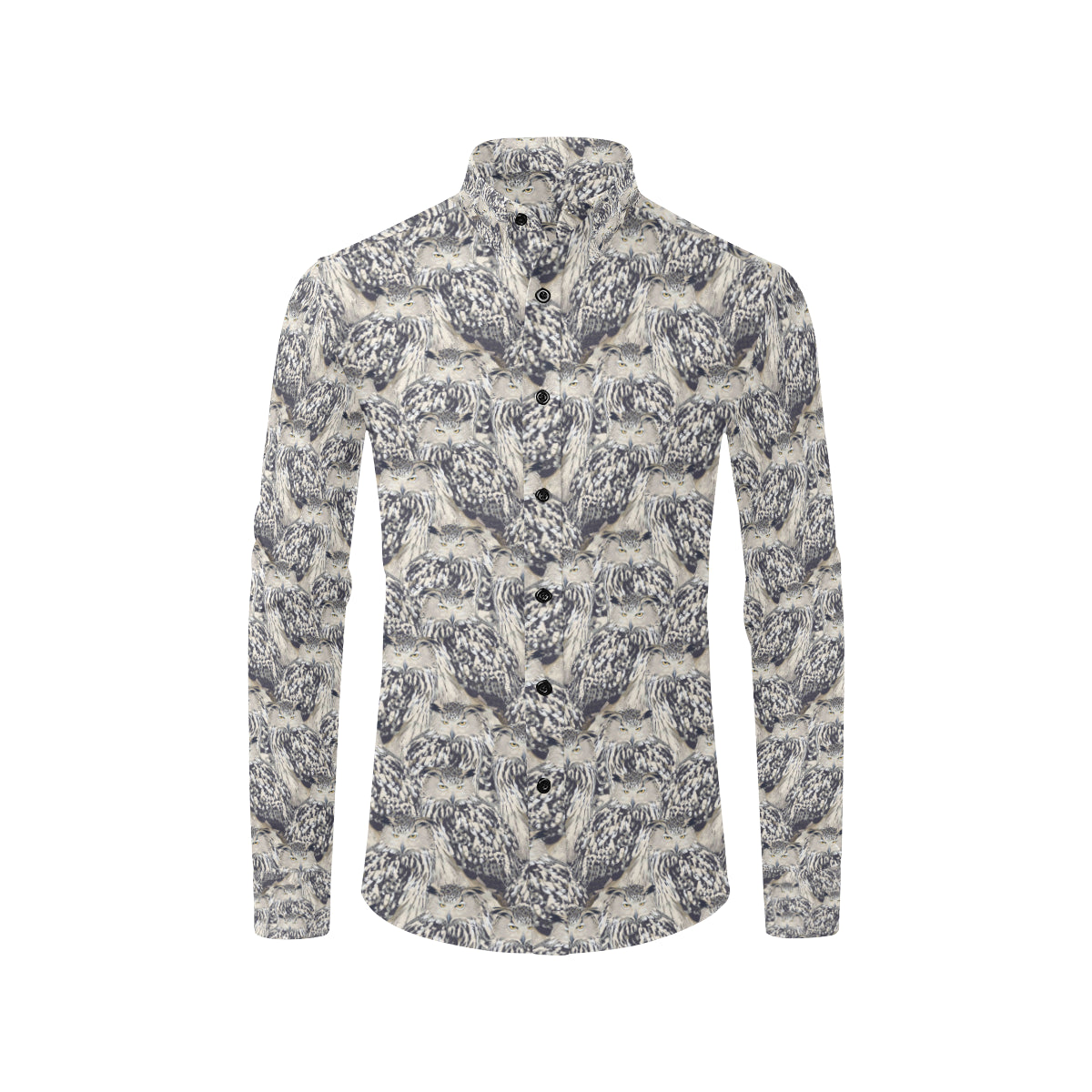 Owl Realistic Themed Design Print Men's Long Sleeve Shirt