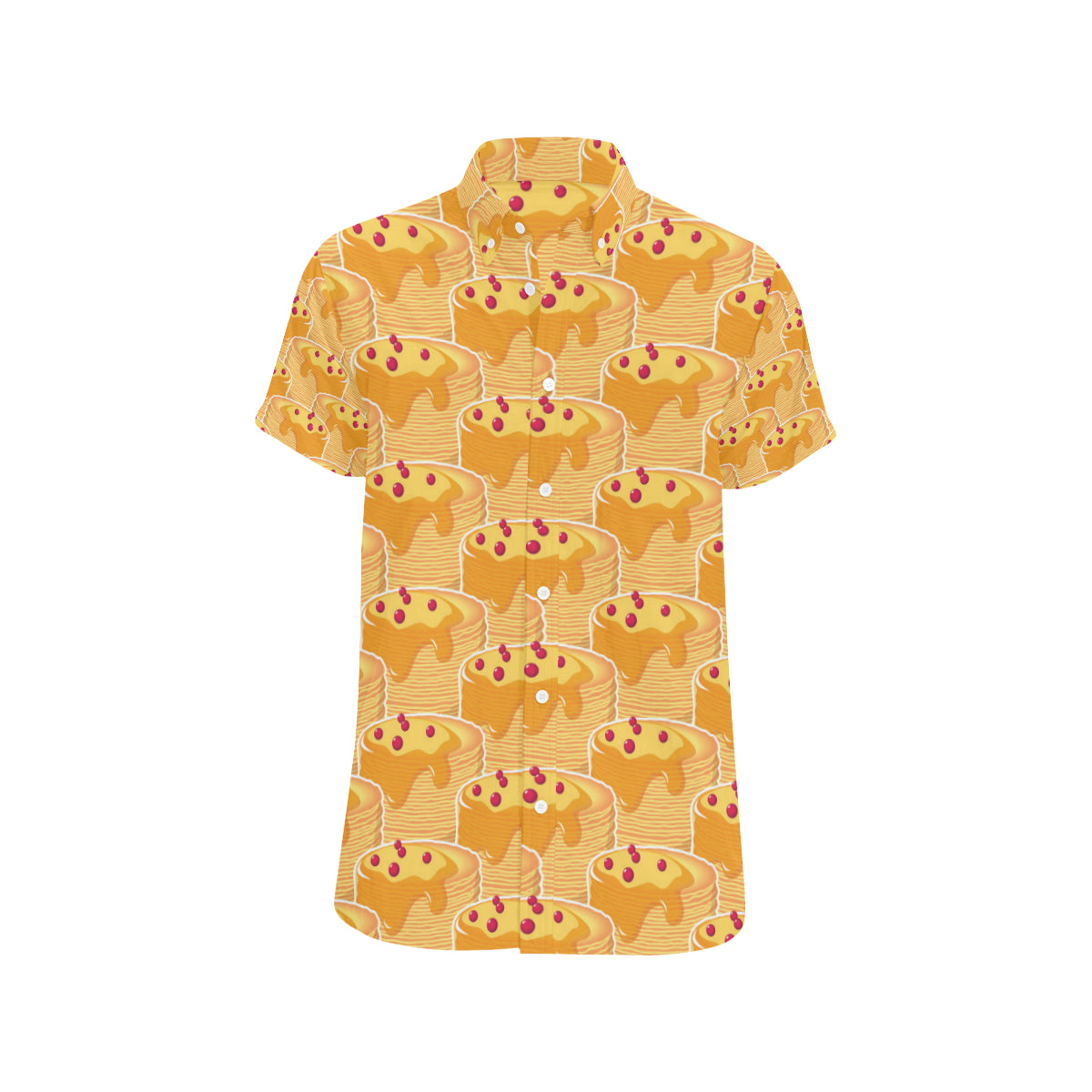 Pancake Pattern Print Design A04 Men's Short Sleeve Button Up Shirt