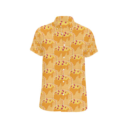 Pancake Pattern Print Design A04 Men's Short Sleeve Button Up Shirt