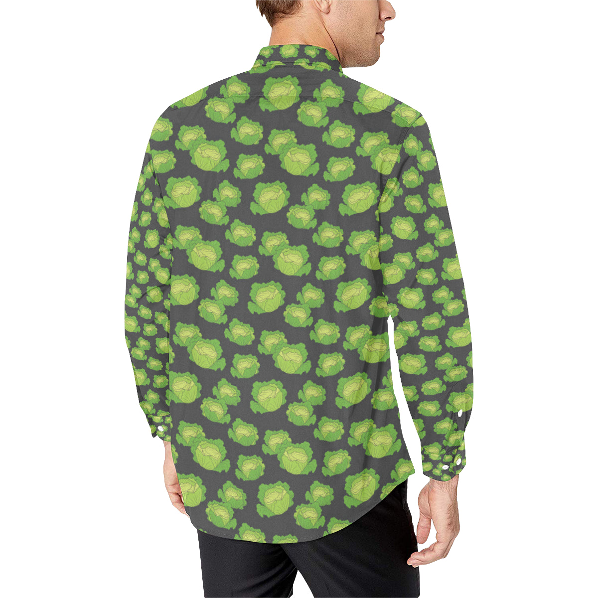 Cabbage Pattern Print Design 01 Men's Long Sleeve Shirt