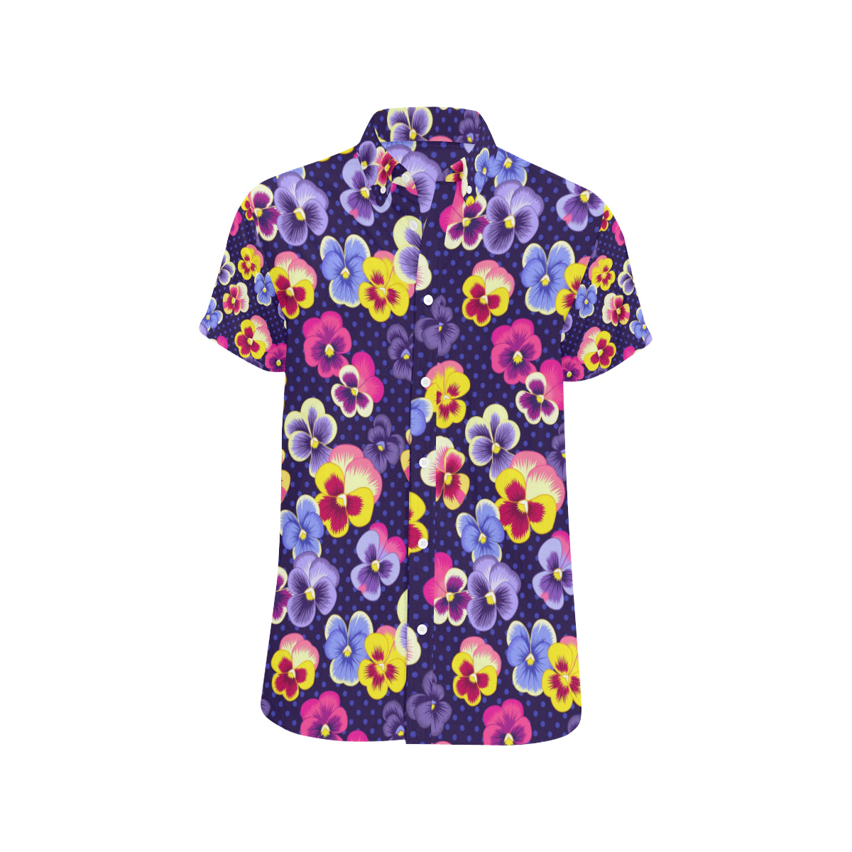 Pansy Pattern Print Design PS04 Men's Short Sleeve Button Up Shirt