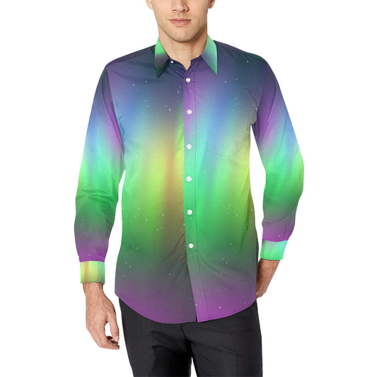 Aurora Borealis Pattern Print Design 03 Men's Long Sleeve Shirt