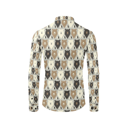 Bear Pattern Print Design 04 Men's Long Sleeve Shirt