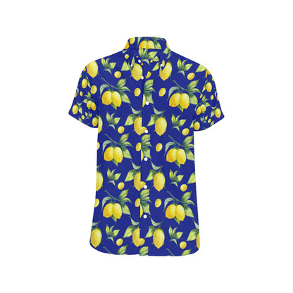 Lemon Pattern Print Design LM06 Men's Short Sleeve Button Up Shirt