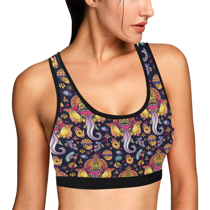 Ganesha Indian Pattern Print Design 03 Sports Bra