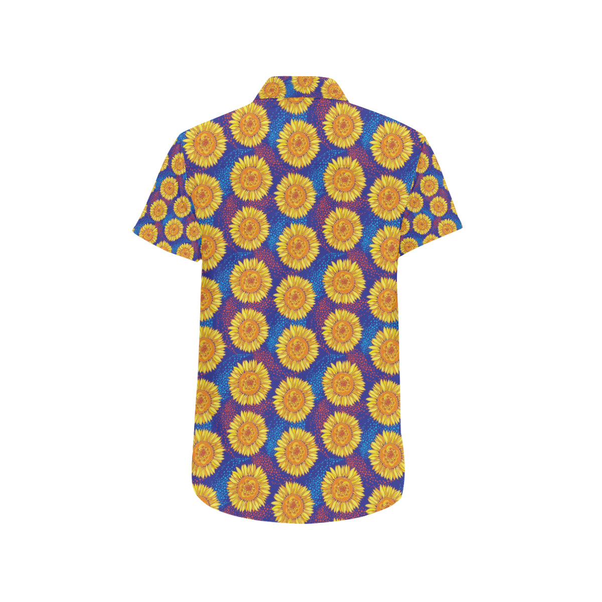 Sunflower Hand Drawn Style Print Men's Short Sleeve Button Up Shirt