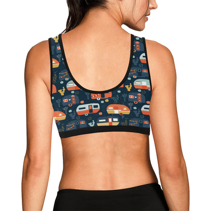 Camper Caravan Print Pattern Sports Bra