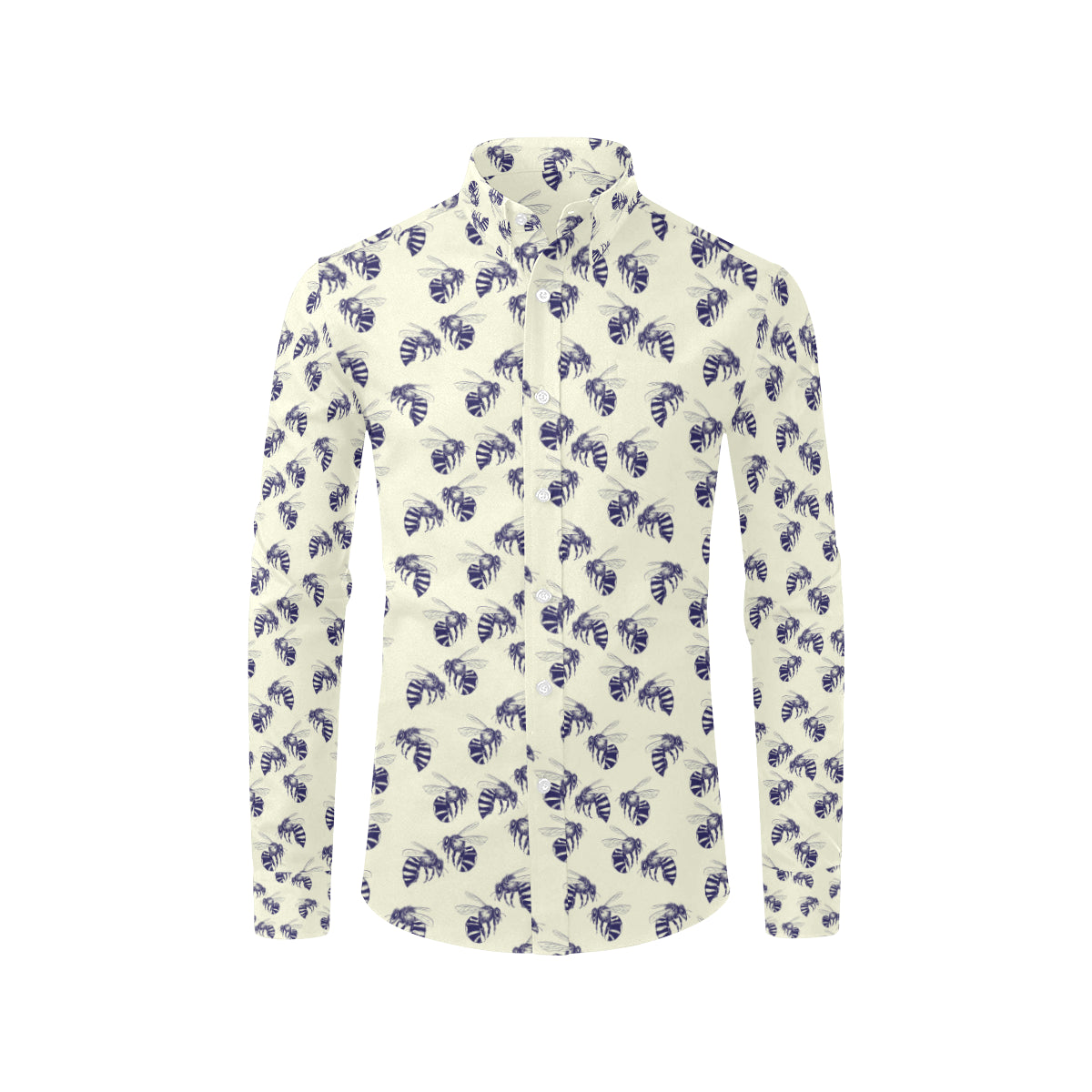 Bee Pattern Print Design 02 Men's Long Sleeve Shirt