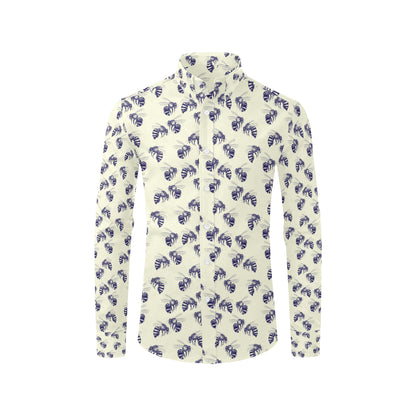 Bee Pattern Print Design 02 Men's Long Sleeve Shirt