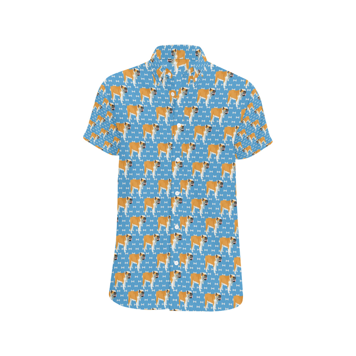 Bulldogs Pattern Print Design 06 Men's Short Sleeve Button Up Shirt