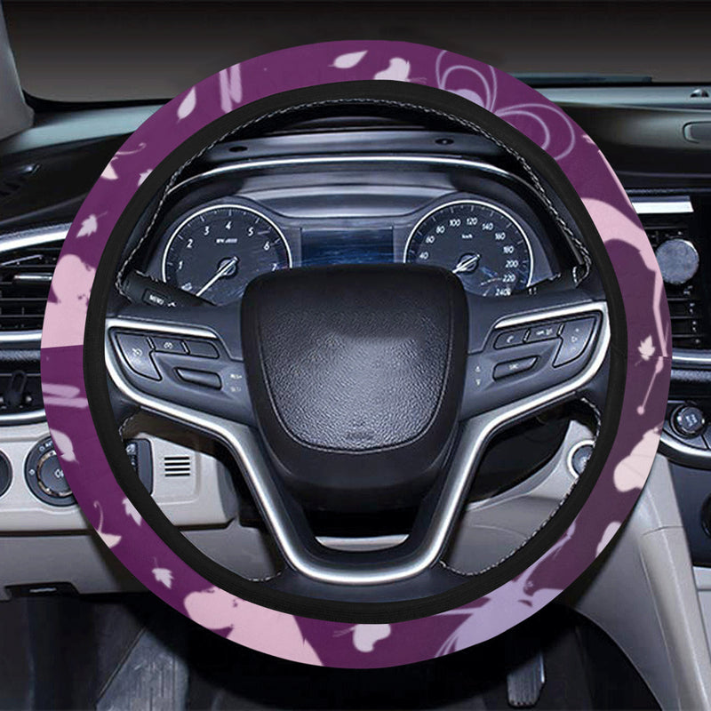 Fairy Pink Print Pattern Steering Wheel Cover with Elastic Edge