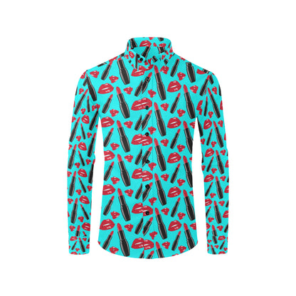 Lipstick Pattern Print Design LT02 Men's Long Sleeve Shirt