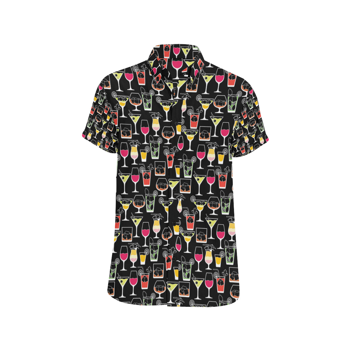 Cocktail Pattern Print Design 01 Men's Short Sleeve Button Up Shirt