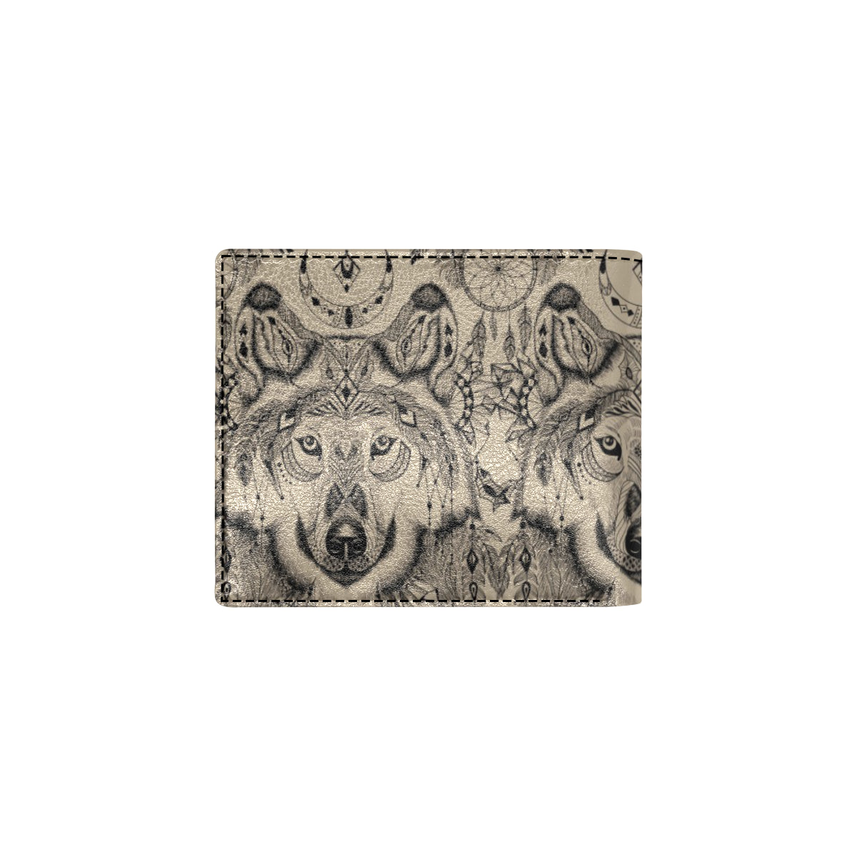 Indian Boho Wolf Men's ID Card Wallet