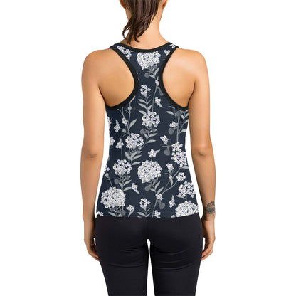 Hydrangea Pattern Print Design HD07 Women's Racerback Tank Top