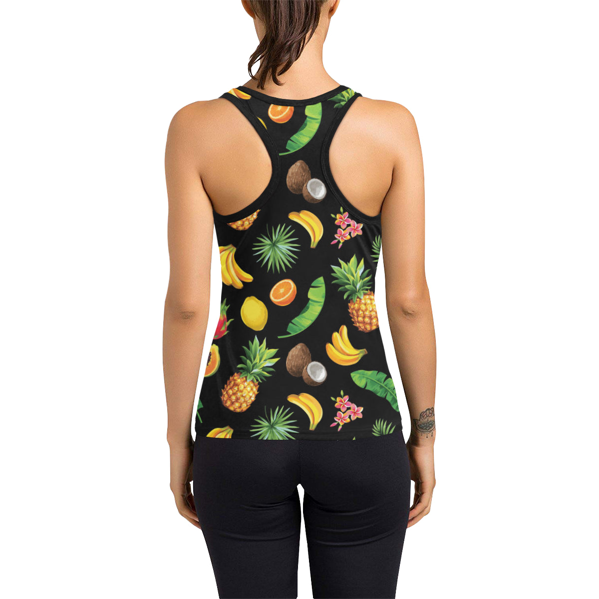 Tropical Fruits Pattern Print Design TF03 Women's Racerback Tank Top