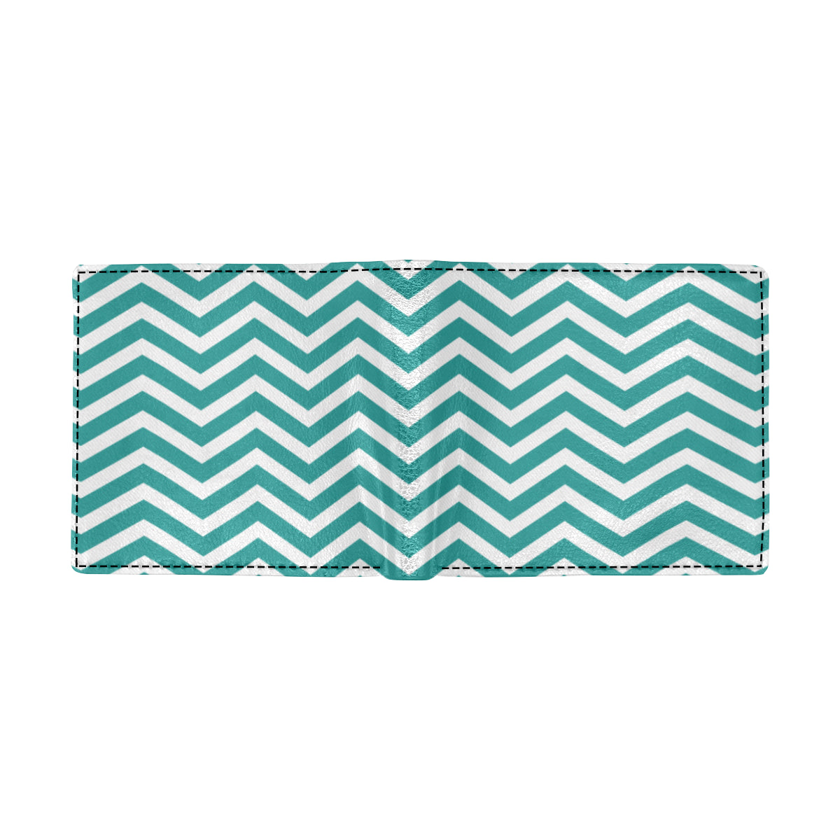 Chevron Teal Pattern Print Design 02 Men's ID Card Wallet