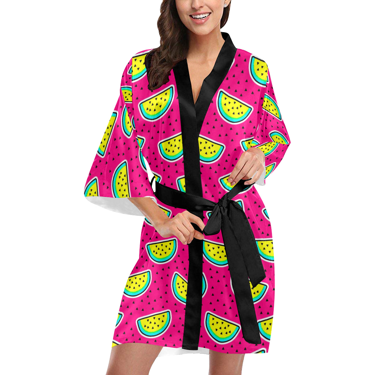 Watermelon Pattern Print Design WM04 Women Kimono Robe