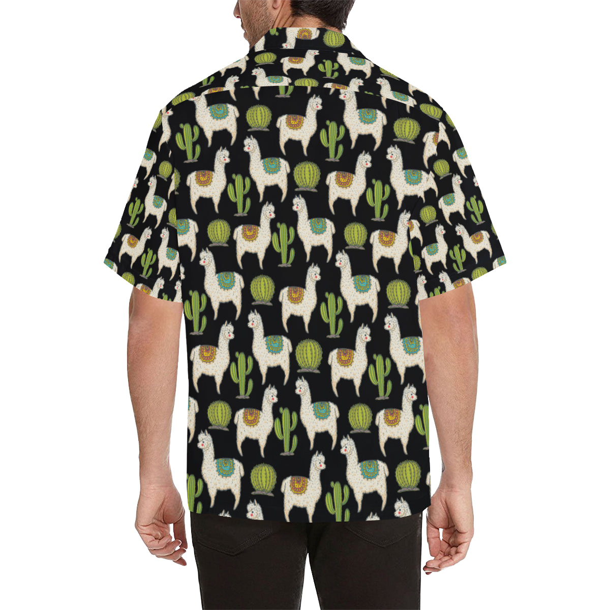 Alpaca Cactus Pattern Print Design 07 Men's Hawaiian Shirt