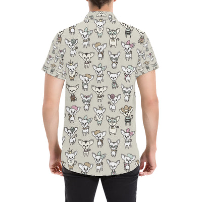 Chihuahua Pattern Print Design 02 Men's Short Sleeve Button Up Shirt