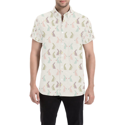 Bunny Pattern Print Design 05 Men's Short Sleeve Button Up Shirt