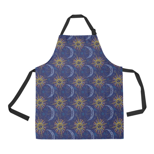 Celestial Moon Sun Pattern Print Design 01 Apron with Pocket
