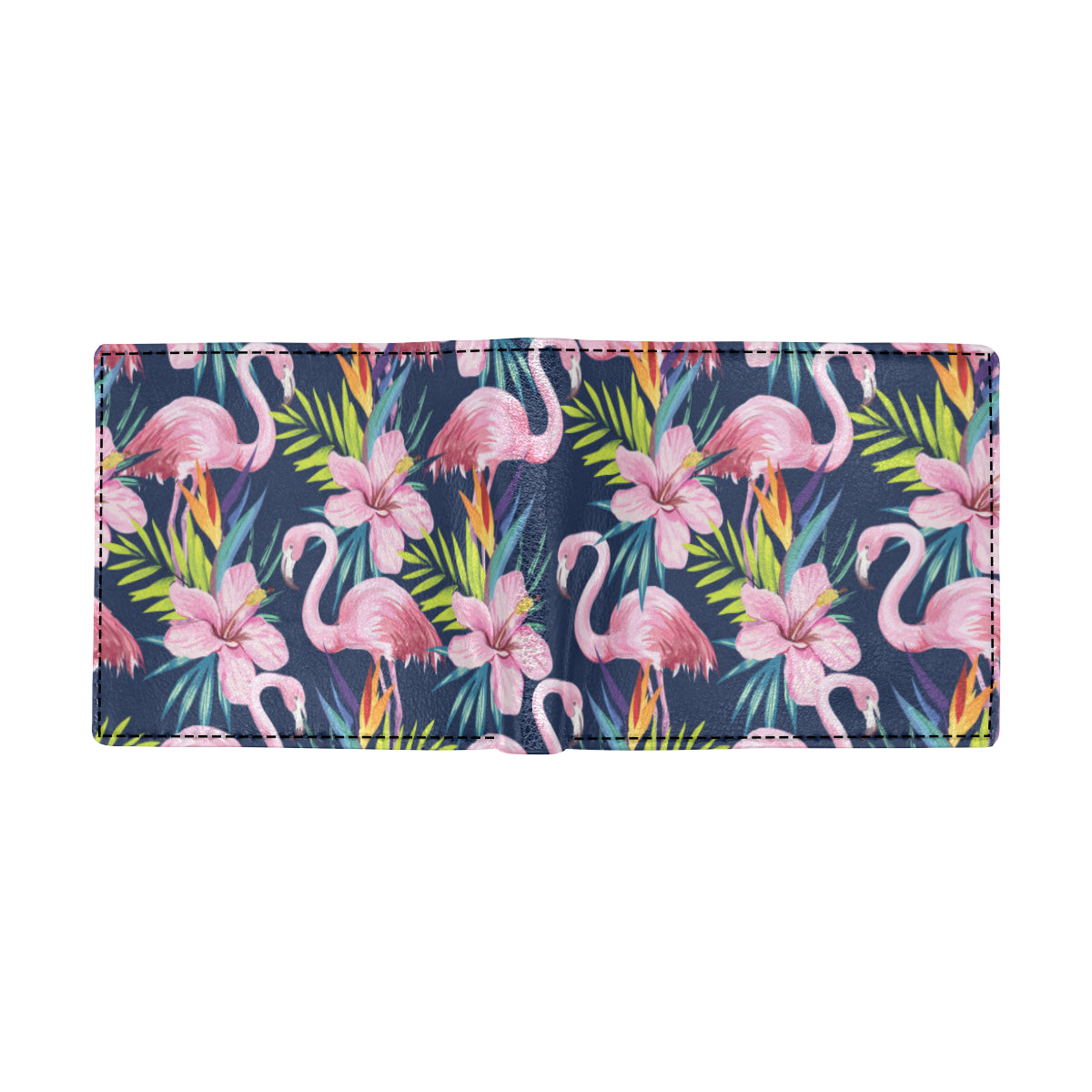 Flamingo Hibiscus Print Men's ID Card Wallet