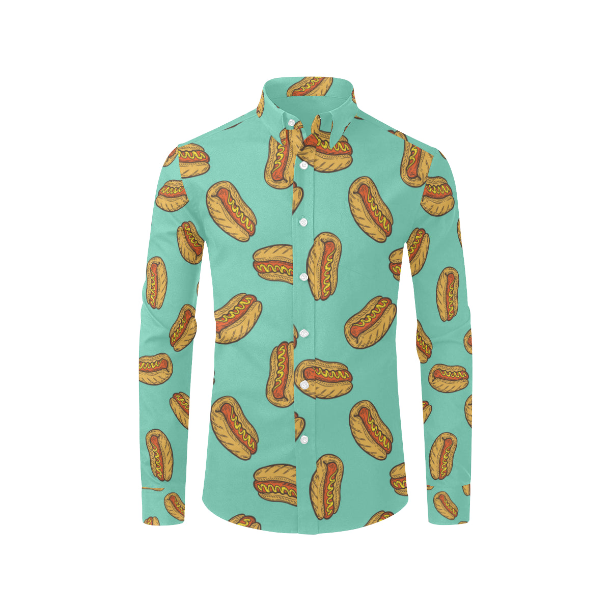 Hot Dog Pattern Print Design 04 Men's Long Sleeve Shirt