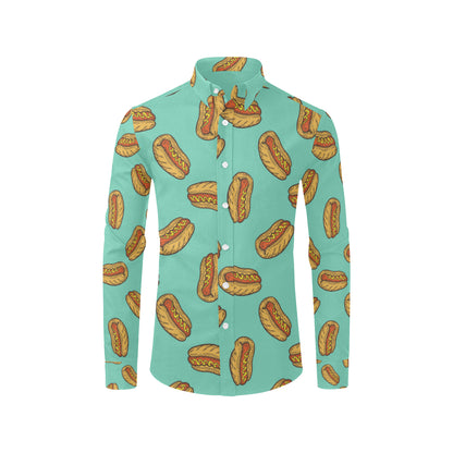 Hot Dog Pattern Print Design 04 Men's Long Sleeve Shirt