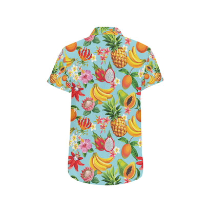 Tropical Fruits Pattern Print Design TF01 Men's Short Sleeve Button Up Shirt
