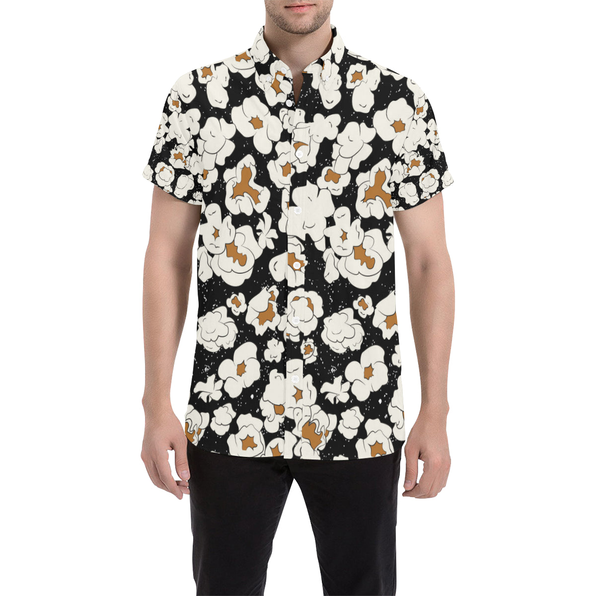 Popcorn Pattern Print Design A02 Men's Short Sleeve Button Up Shirt