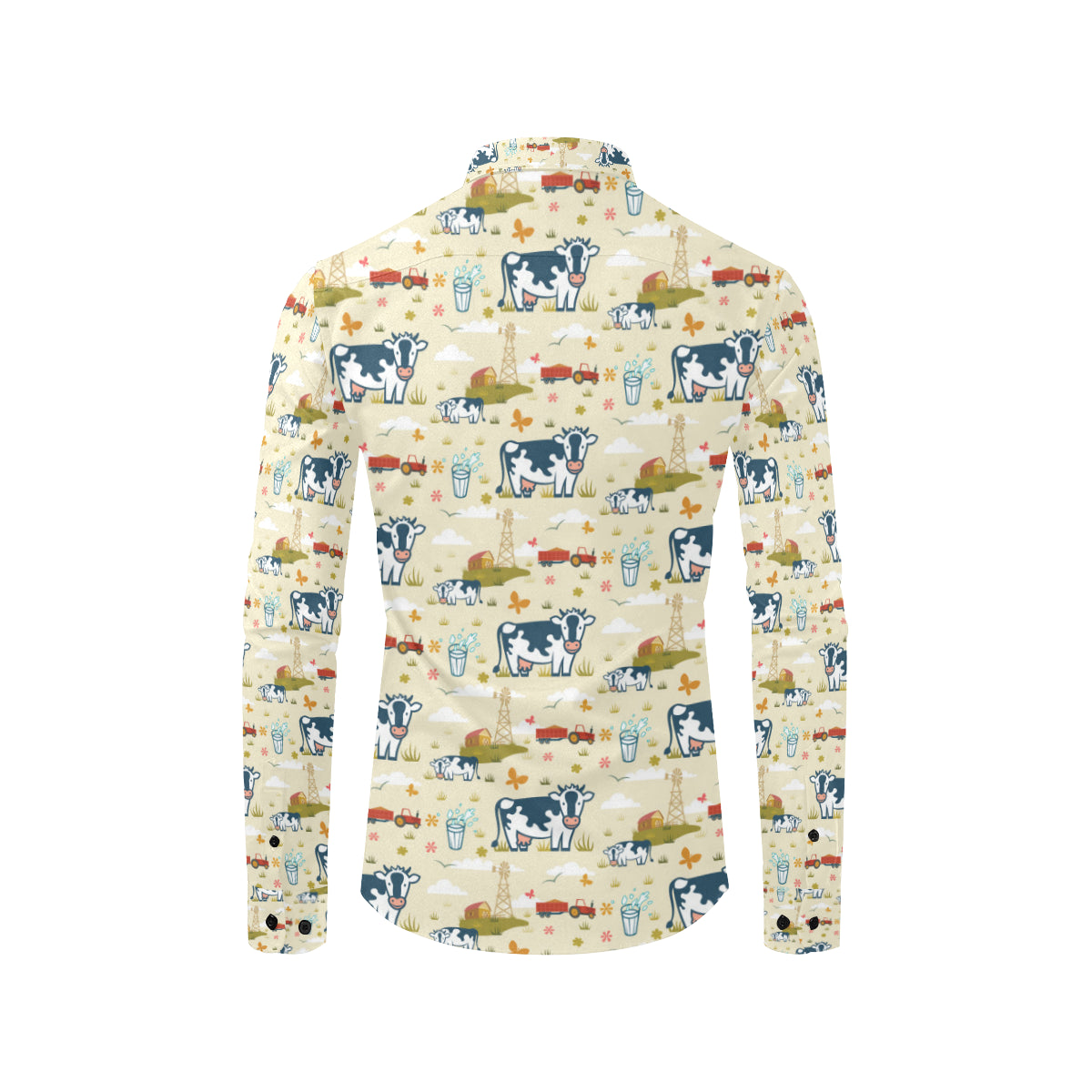 Cow Farm Design Print Men's Long Sleeve Shirt