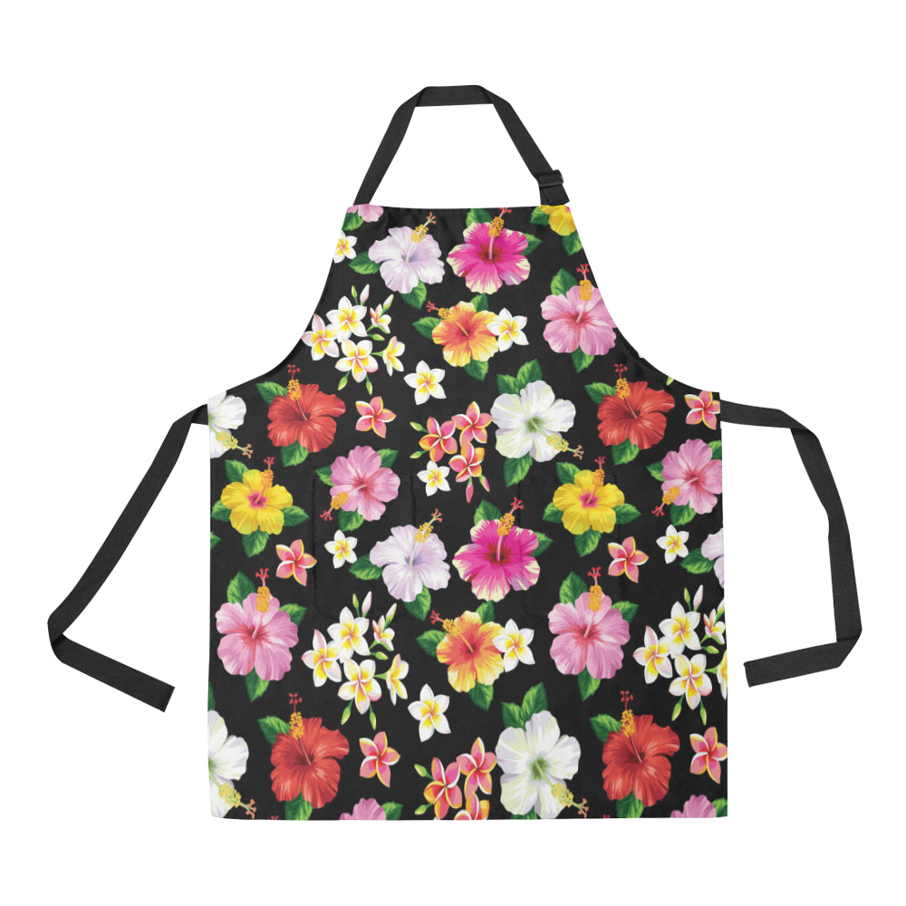 Hibiscus Pattern Print Design HB025 Apron with Pocket