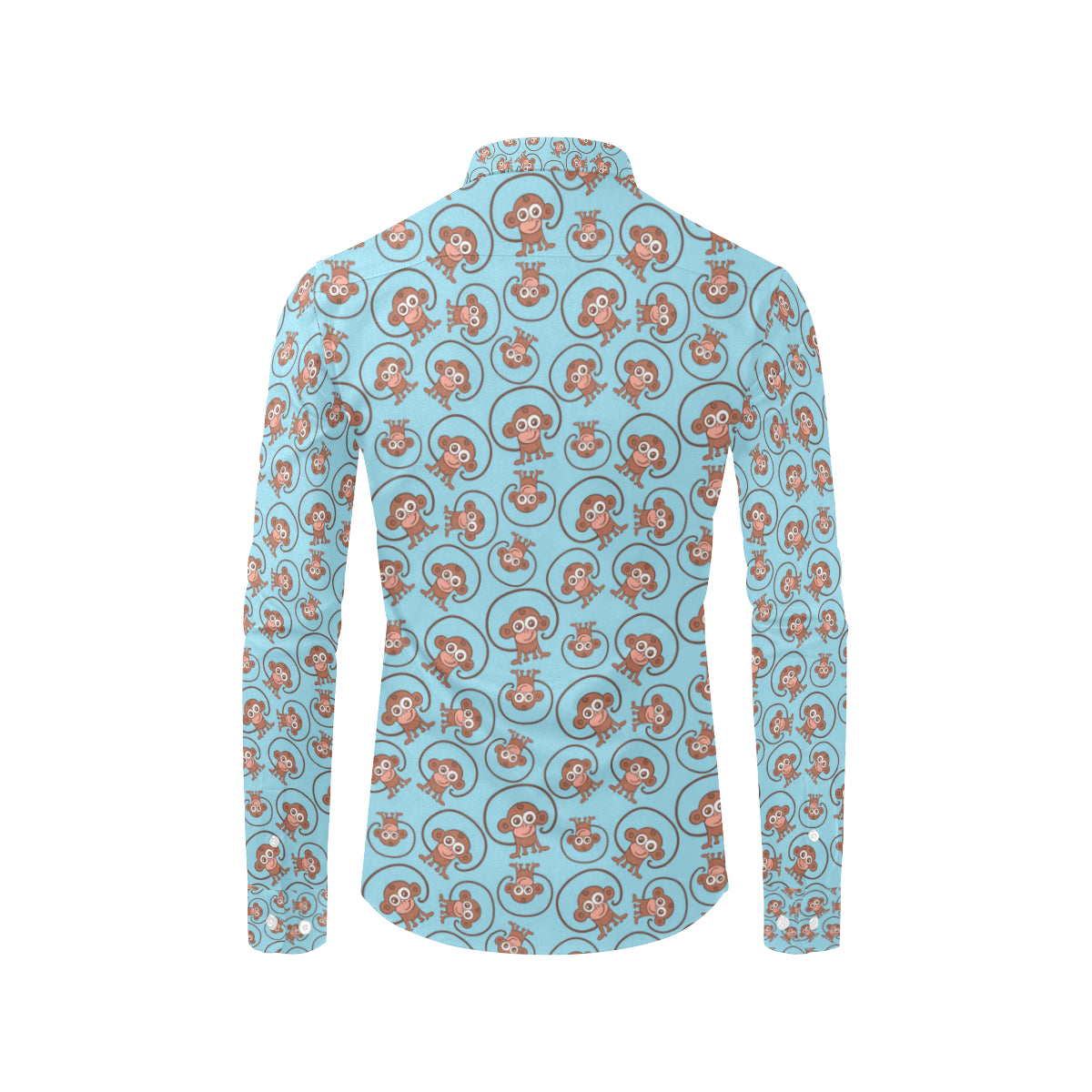 Monkey Cute Design Themed Print Men's Long Sleeve Shirt