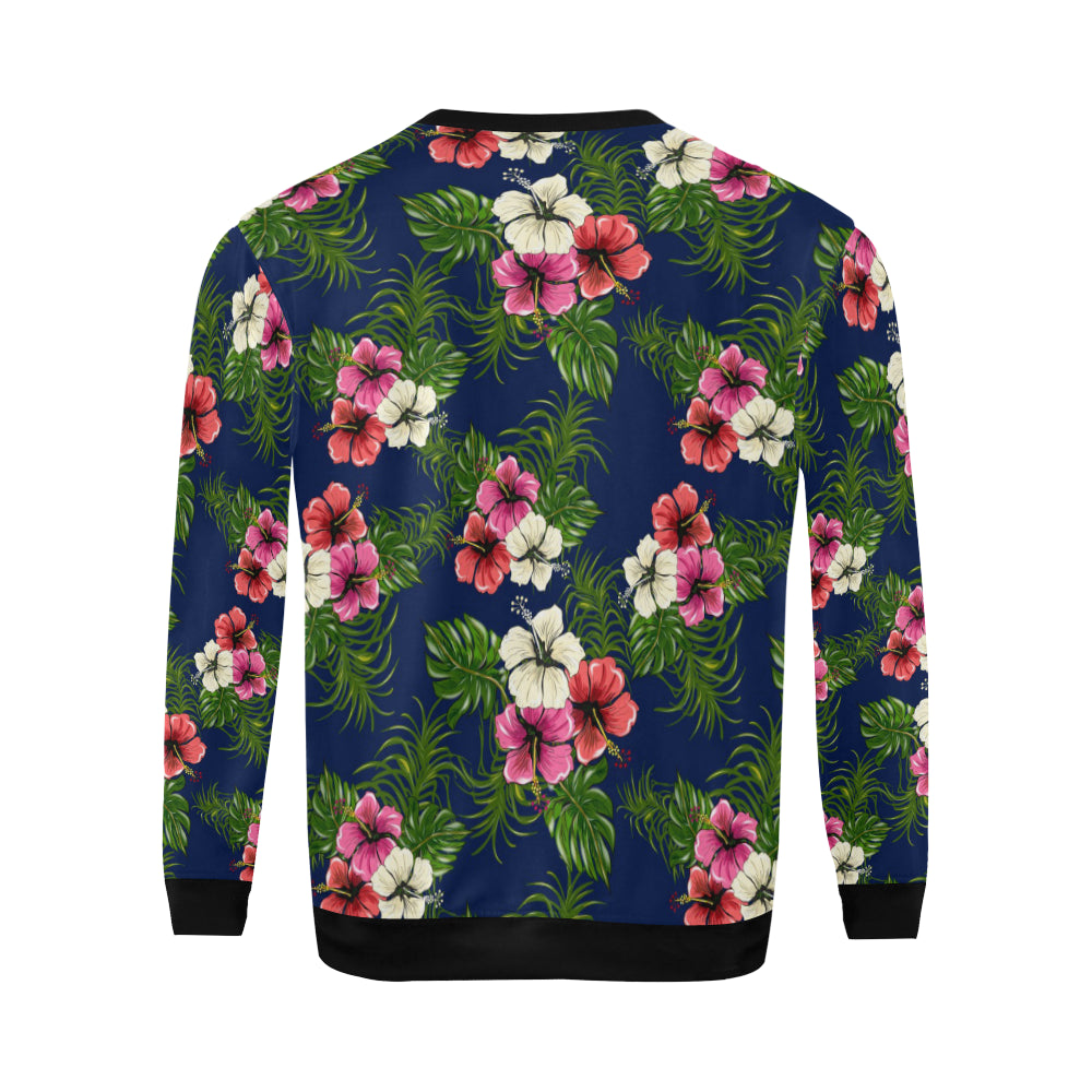 Hibiscus Pattern Print Design HB028 Men Long Sleeve Sweatshirt