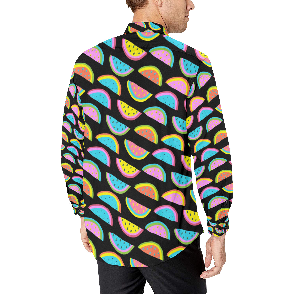 Watermelon Pattern Print Design WM08 Men's Long Sleeve Shirt