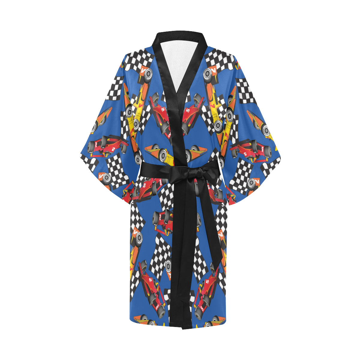 Racing Pattern Print Design A01 Women's Short Kimono