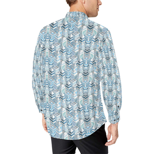 City  Pattern Print Design 03 Men's Long Sleeve Shirt