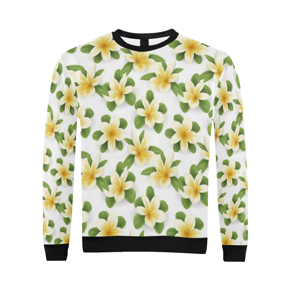 Yellow Plumeria Pattern Print Design PM012 Men Long Sleeve Sweatshirt