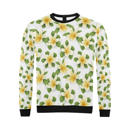Yellow Plumeria Pattern Print Design PM012 Men Long Sleeve Sweatshirt