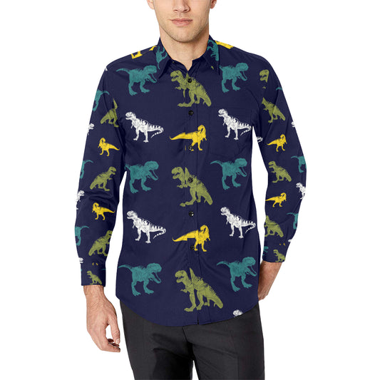 T Rex Pattern Print Design A07 Men's Long Sleeve Shirt