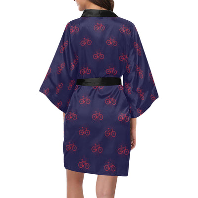 Bicycle Pattern Print Design 01 Women's Short Kimono