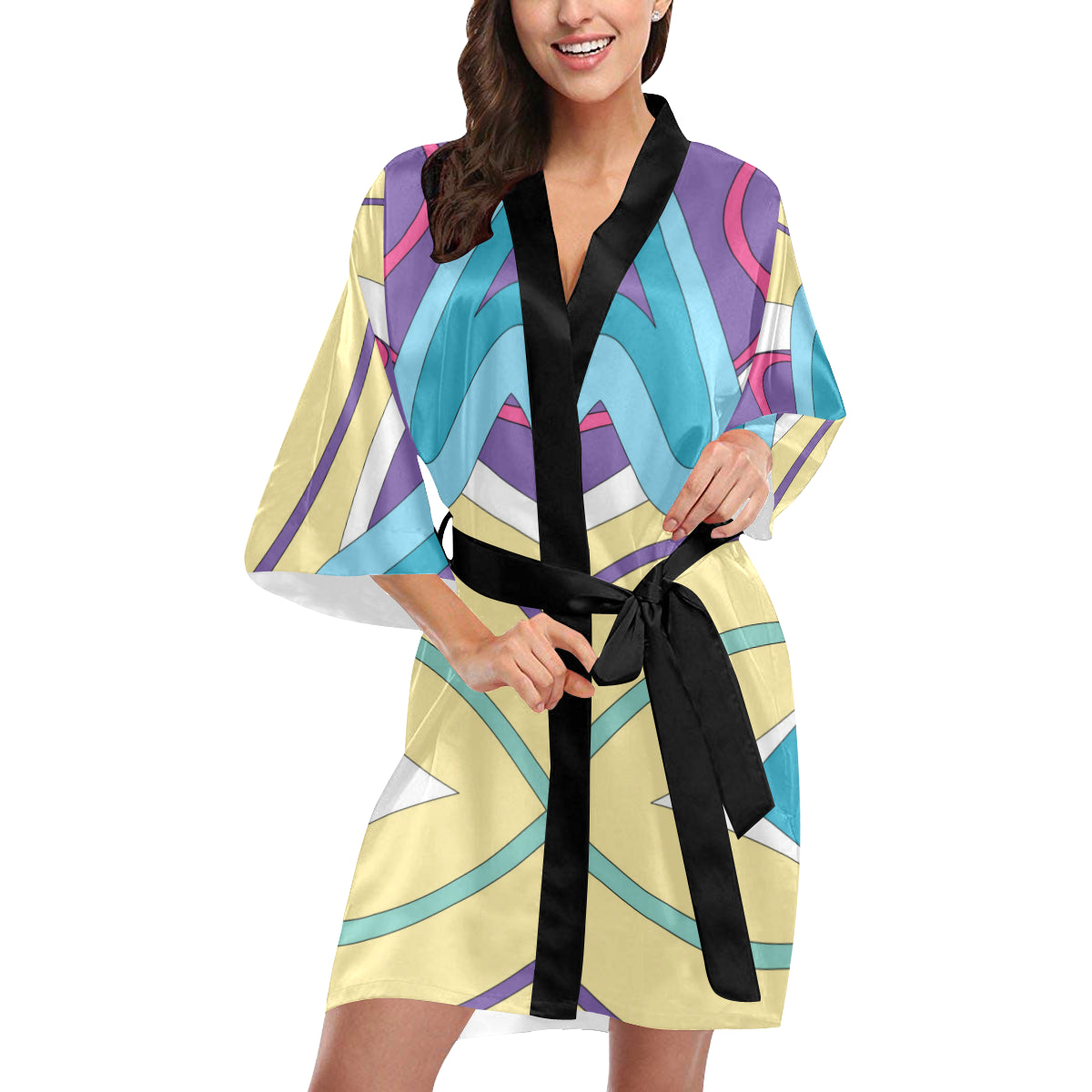 Pucci Pattern Print Design A01 Women's Short Kimono