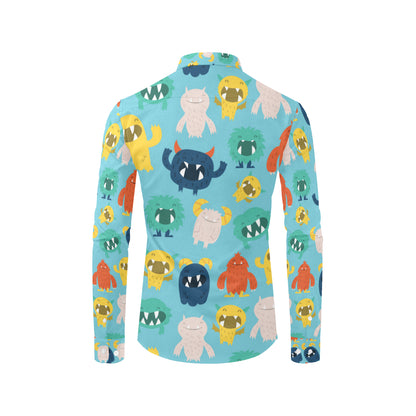 Monster Cartoon Pattern Print Design 03 Men's Long Sleeve Shirt